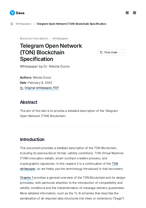 TON Blockchain Specification
